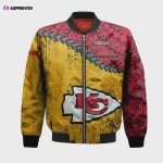 Kansas City Chiefs Bomber Jacket 3D Printed Grunge Polynesian Tattoo