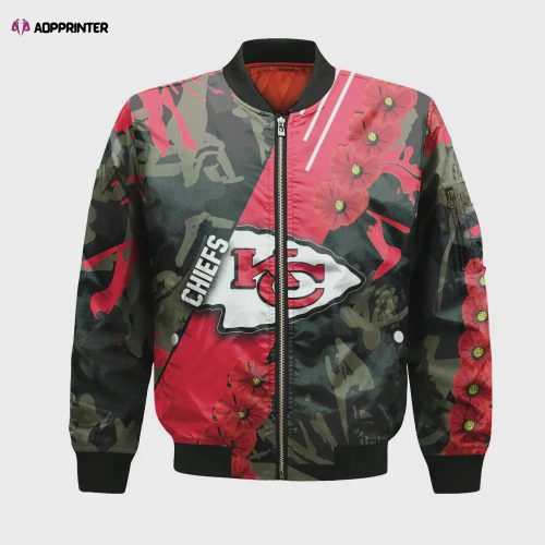 Kansas City Chiefs Flame Pattern Bomber Jacket – Red White