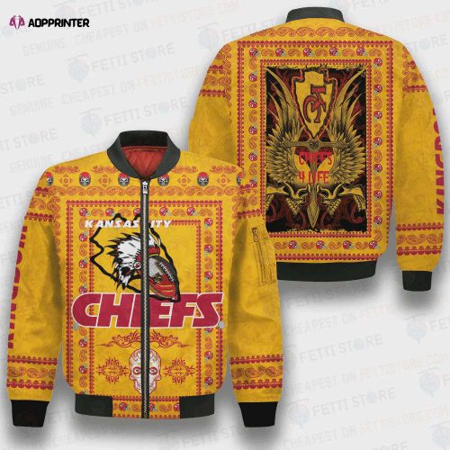 Kansas City Chiefs Heart Spot pattern Bomber Jacket- RedYellow