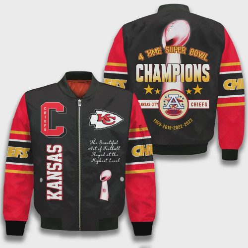 Kansas City Chiefs Four Times Champions Design Bomber Jacket SFAT V22