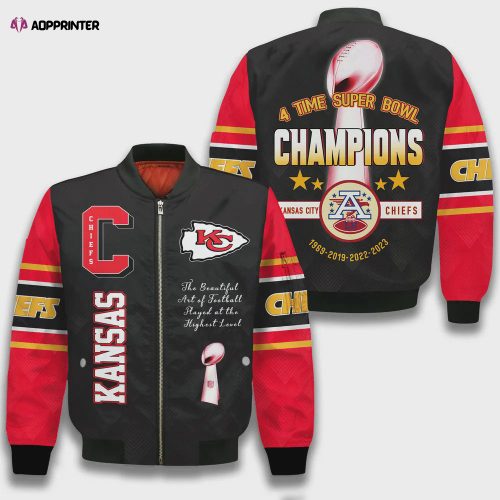 Kansas City Chiefs Lightning Pattern Bomber Jacket – Red Black