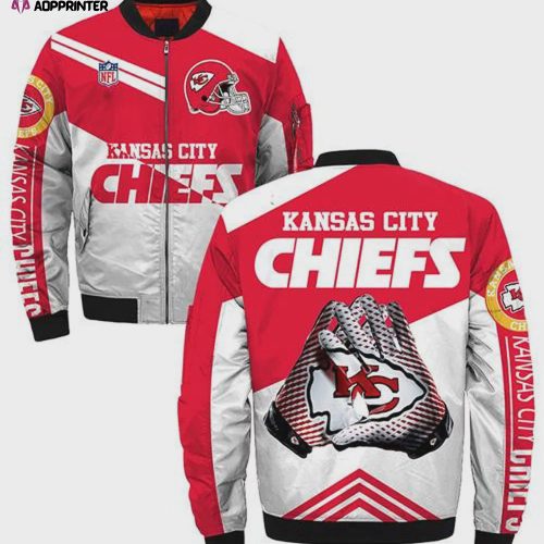 Kansas City Chiefs Heart Spot pattern Bomber Jacket- RedYellow