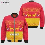 Kansas City Chiefs Heart Spot pattern Bomber Jacket- RedYellow