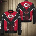 Kansas City Chiefs Lightning Pattern Bomber Jacket – Red Black