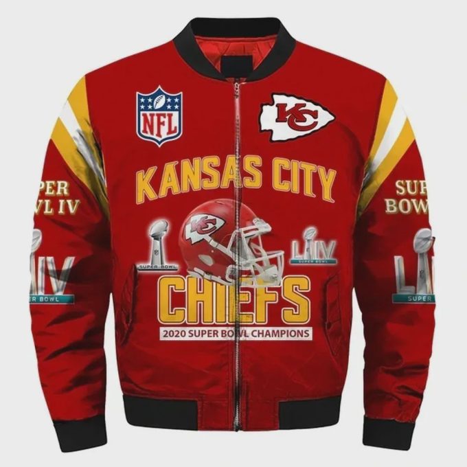 Kansas City Chiefs Logo Pattern Bomber Jacket – Red