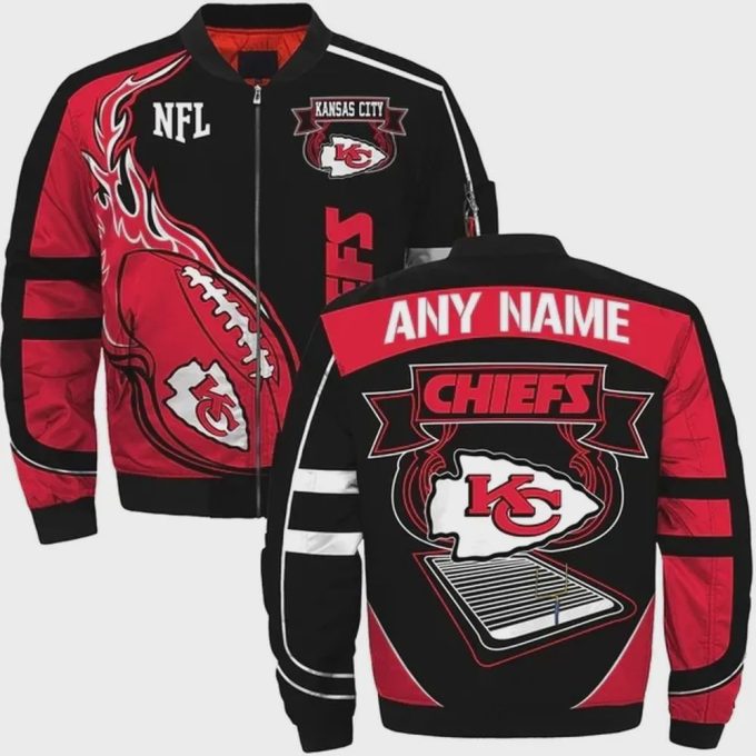 Kansas City Chiefs Logo Pattern Bomber Jacket – Red And Black