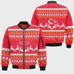 Kansas City Chiefs Logo & Xmas Iconic Pattern Bomber Jacket- Red