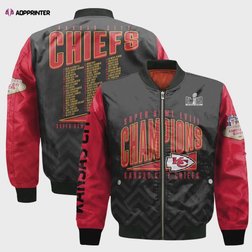 Kansas City Chiefs Jack Skellington Pattern Bomber Jacket- Red