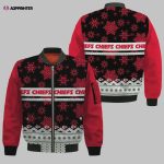 Kansas City Chiefs Snowflakes Pattern Bomber Jacket- Red