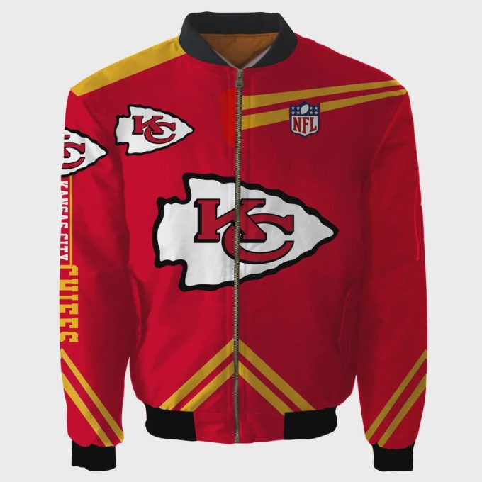 Kansas City Chiefs Team Logo Pattern Bomber Jacket – Red