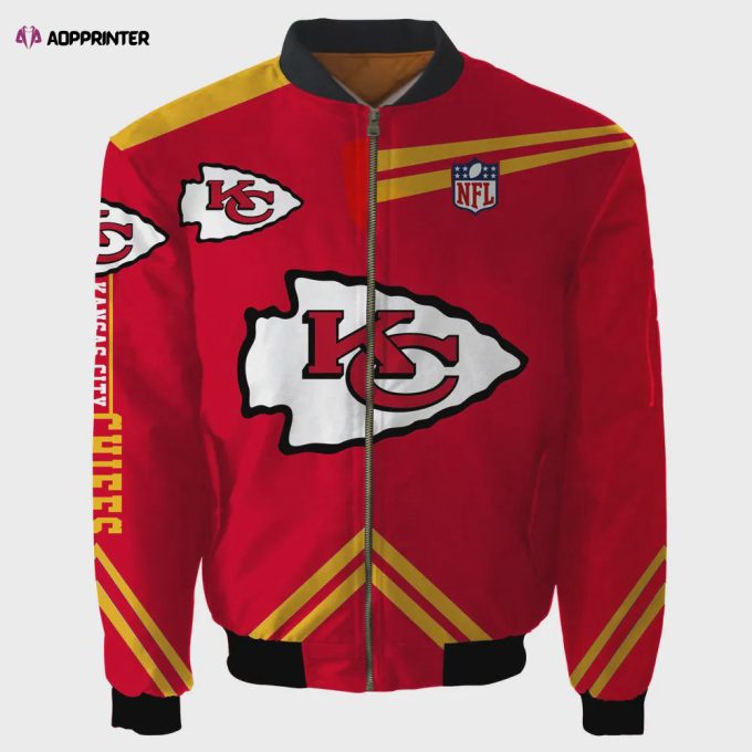 Kansas City Chiefs Team Logo Pattern Bomber Jacket – Red