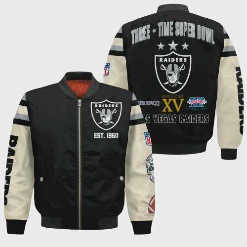 Las Vegas Raiders 3X Champions Design Bomber Jacket SFAT V3