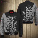 Las Vegas Raiders Athlete Pattern Bomber Jacket – Black And Gray