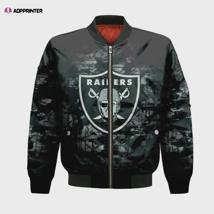 Las Vegas Raiders Bomber Jacket 3D Printed Camouflage Vintage