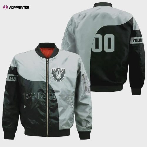 Las Vegas Raiders Curve Pattern Bomber Jacket In Black And White