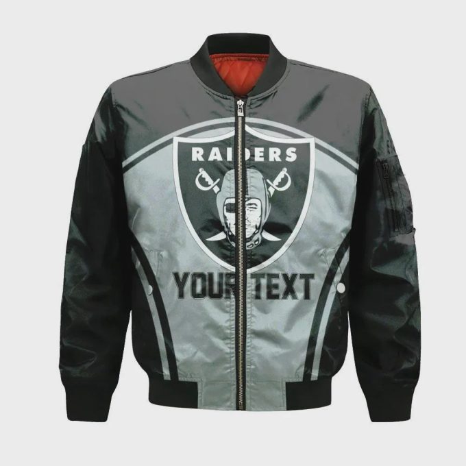 Las Vegas Raiders Bomber Jacket 3D Printed Custom Text And Number Curve Style Sport