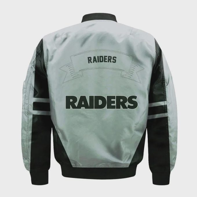 Las Vegas Raiders Bomber Jacket 3D Printed Flame Ball Pattern