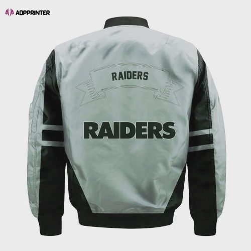 Las Vegas Raiders Curve Pattern Bomber Jacket In Black And White