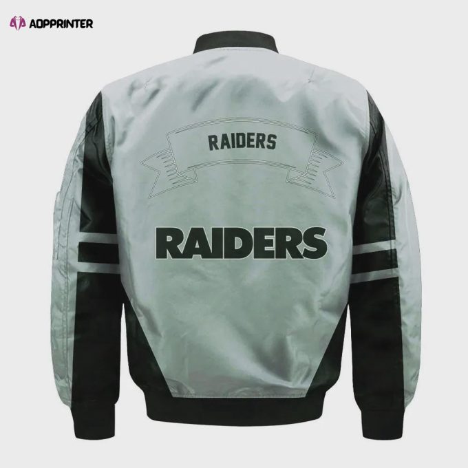 Las Vegas Raiders Bomber Jacket 3D Printed Flame Ball Pattern