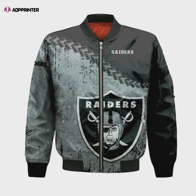 Las Vegas Raiders Bomber Jacket 3D Printed Grunge Polynesian Tattoo