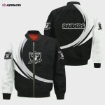 Las Vegas Raiders Curve Pattern Bomber Jacket In Black And White