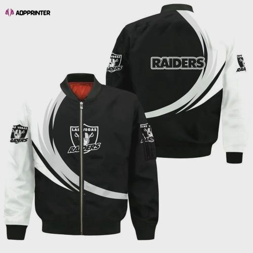 Las Vegas Raiders Bomber Jacket 3D Printed Flame Ball Pattern