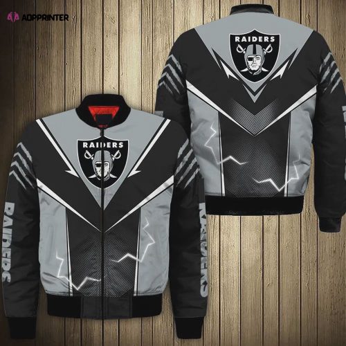 Las Vegas Raiders Military Pattern Bomber Jacket – Black And Gray