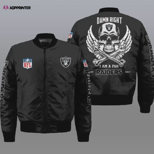 Las Vegas Raiders Graphic Ball Pattern Bomber Jacket – Grey White