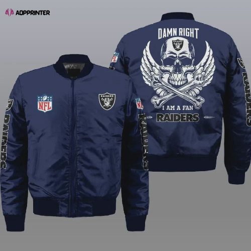 Las Vegas Raiders Wings Skull Bomber Jacket – Navy Blue