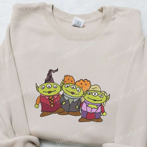 Spooktacular Little Green Aliens Halloween Embroidered Shirt – Best Family Halloween Gift