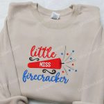 Little Miss Firecracker Embroidered Shirt: Best Patriotic Shirts for National Day Gifts