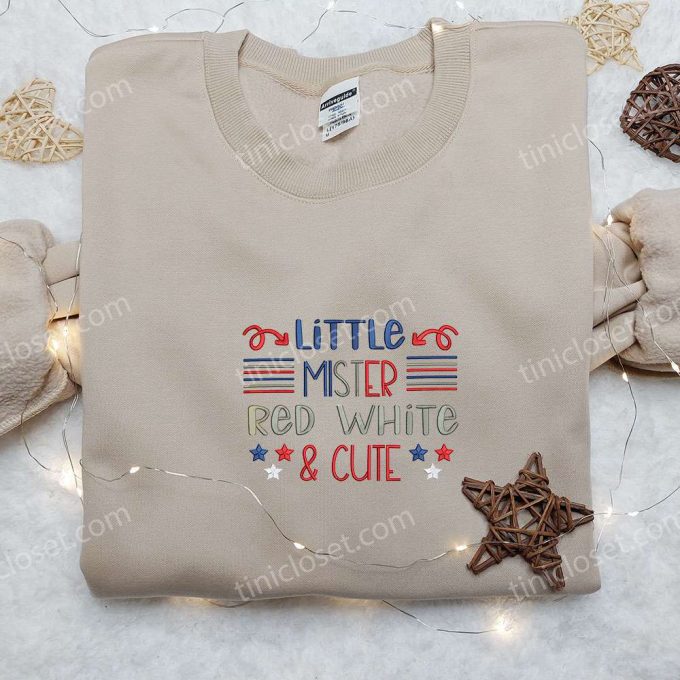 Little Mister Red White And Cute Embroidered Shirt – Best Patriotic Shirts & National Day Gifts