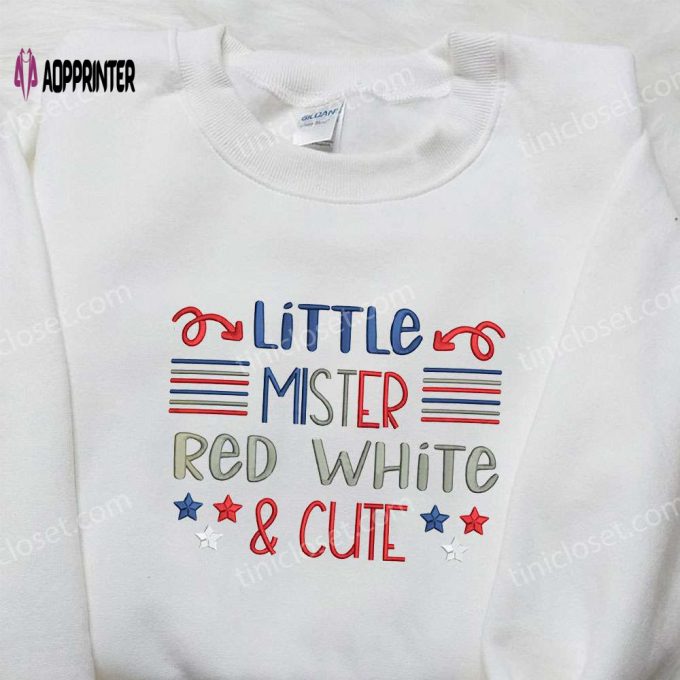 Little Mister Red White And Cute Embroidered Shirt – Best Patriotic Shirts & National Day Gifts