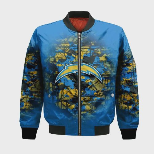 Los Angeles Chargers Bomber Jacket 3D Printed Camouflage Vintage