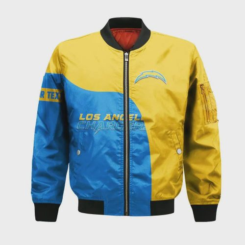 Los Angeles Chargers Bomber Jacket 3D Printed Curve Style Custom Text And Number