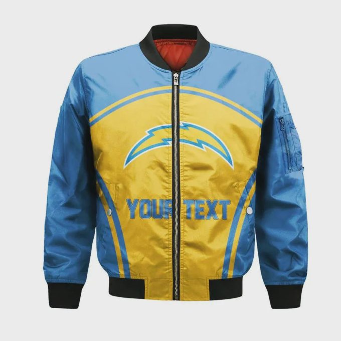 Los Angeles Chargers Bomber Jacket 3D Printed Custom Text And Number Curve Style Sport