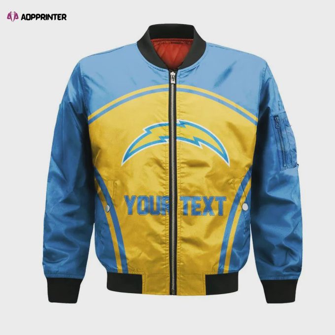 Los Angeles Chargers Bomber Jacket 3D Printed Custom Text And Number Curve Style Sport