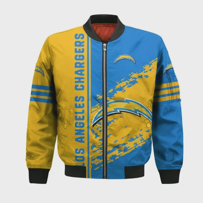 Los Angeles Chargers Bomber Jacket 3D Printed Logo Pattern In Team Colours