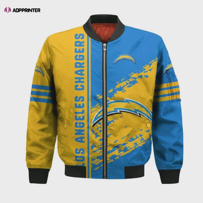 Los Angeles Chargers Bomber Jacket 3D Printed Logo Pattern In Team Colours