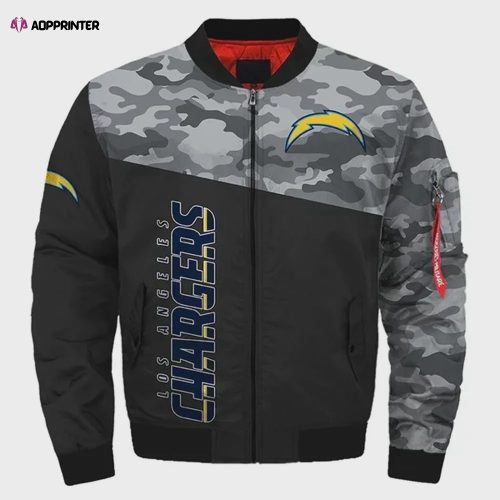 Los Angeles Chargers With Skull Pattern Bomber Jacket – Blue