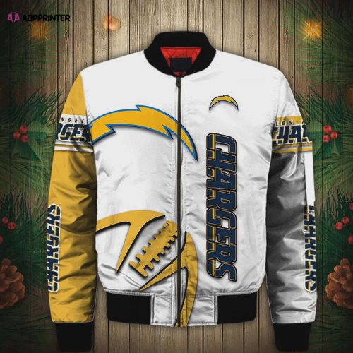 Los Angeles Chargers With Skull Pattern Bomber Jacket – Blue