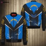 Los Angeles Chargers Lightning Pattern Bomber Jacket – Blue Black