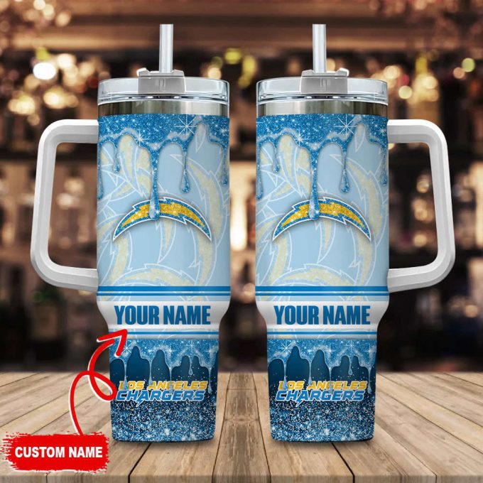 Los Angeles Chargers NFL Glitter Custom Name 40oz Stanley Tumbler Gift for Fans