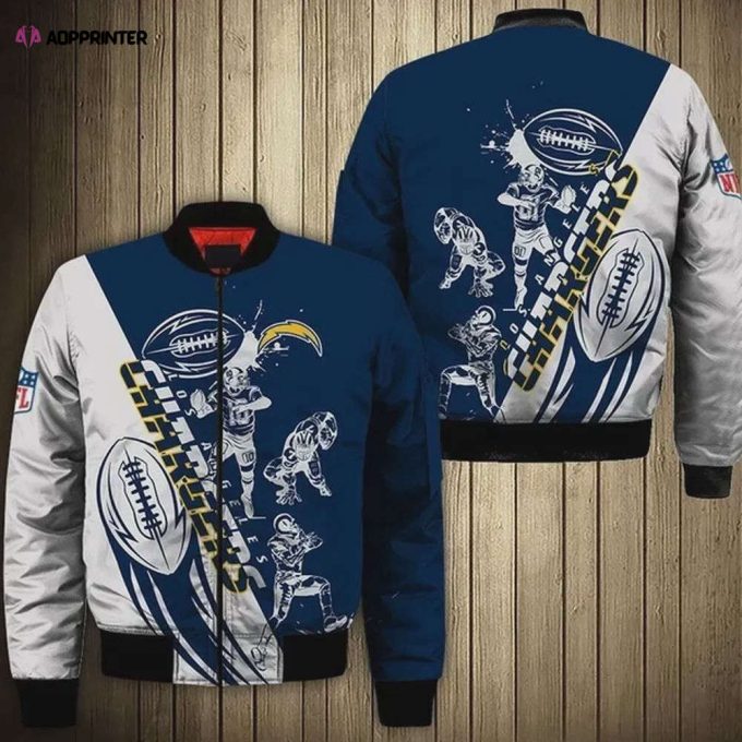 Los Angeles Chargers Players Pattern Bomber Jacket – Navy