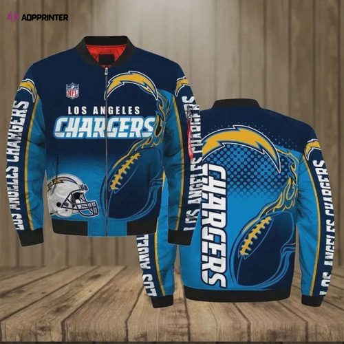 Los Angeles Chargers Bomber Jacket 3D Printed Curve Style Custom Text And Number