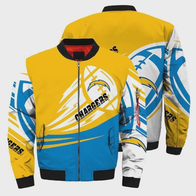 Los Angeles Chargers Ultra-Ball Pattern Bomber Jacket – Yellow Blue