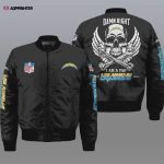 Los Angeles Chargers Wings Skull Bomber Jacket – Black