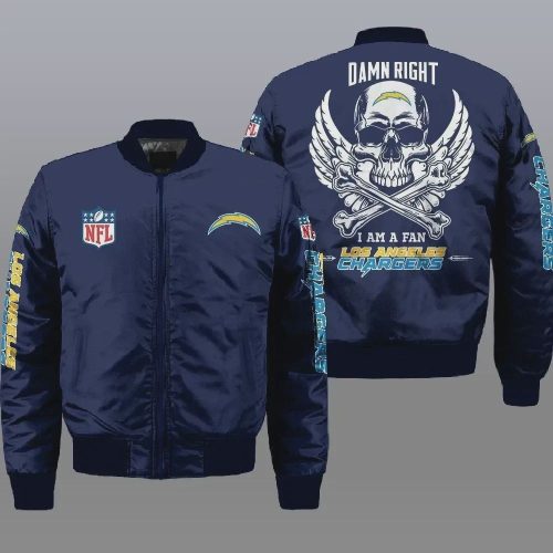 Los Angeles Chargers Wings Skull Bomber Jacket – Navy Blue