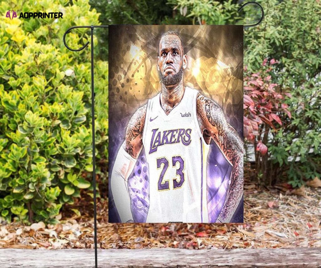 Los Angeles Lakers 23 Lebron James v51 Double Sided Printing Garden Flag – House Flag Home Decor Gift – House Flag Home Decor Gift