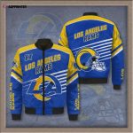 Los Angeles Rams 3D Logo Pattern Bomber Jacket – Blue And Yellow